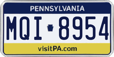 PA license plate MQI8954