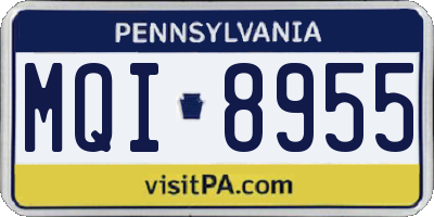 PA license plate MQI8955