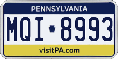 PA license plate MQI8993
