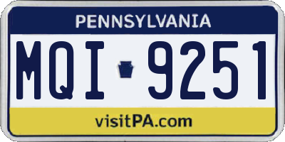 PA license plate MQI9251