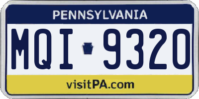 PA license plate MQI9320