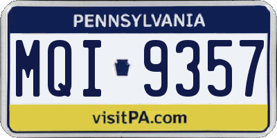 PA license plate MQI9357