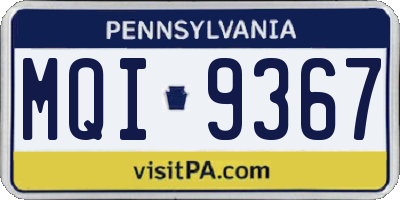 PA license plate MQI9367