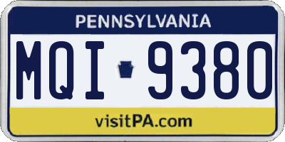 PA license plate MQI9380