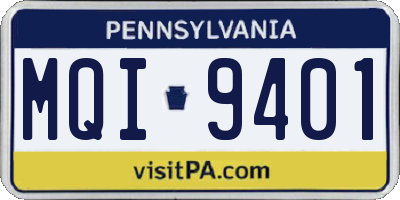 PA license plate MQI9401