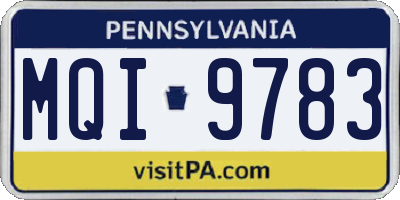 PA license plate MQI9783