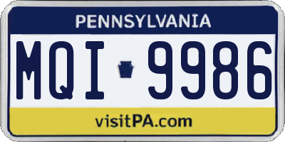 PA license plate MQI9986