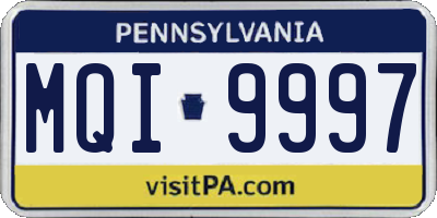 PA license plate MQI9997
