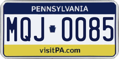 PA license plate MQJ0085