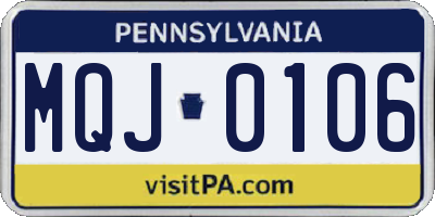 PA license plate MQJ0106