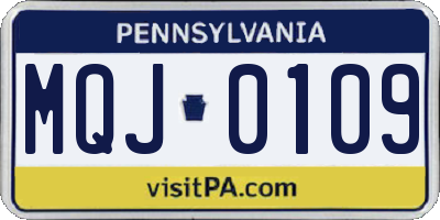 PA license plate MQJ0109