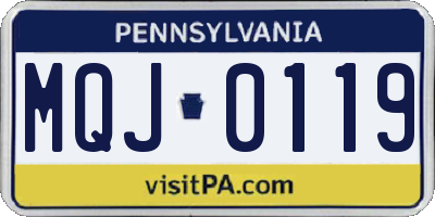 PA license plate MQJ0119