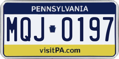 PA license plate MQJ0197