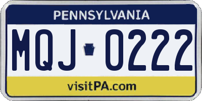 PA license plate MQJ0222
