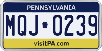 PA license plate MQJ0239