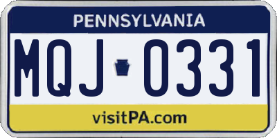 PA license plate MQJ0331