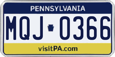 PA license plate MQJ0366