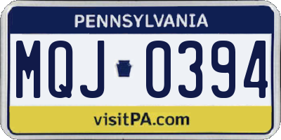 PA license plate MQJ0394