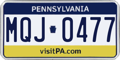 PA license plate MQJ0477