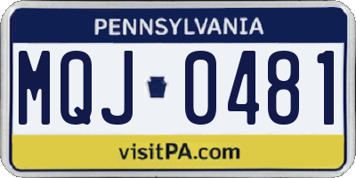 PA license plate MQJ0481