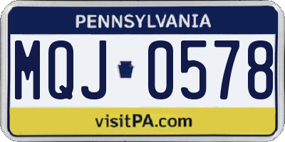 PA license plate MQJ0578