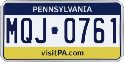 PA license plate MQJ0761