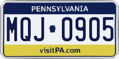 PA license plate MQJ0905
