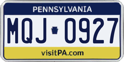PA license plate MQJ0927