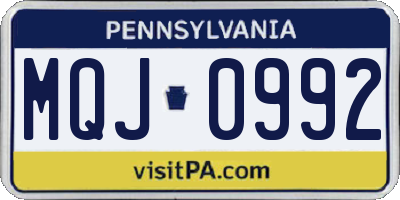 PA license plate MQJ0992
