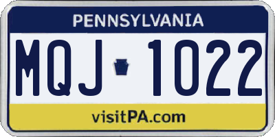 PA license plate MQJ1022