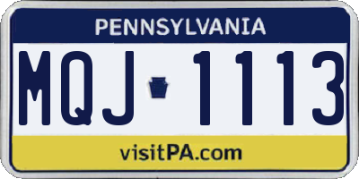 PA license plate MQJ1113