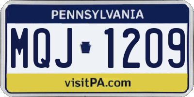 PA license plate MQJ1209
