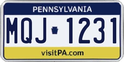 PA license plate MQJ1231