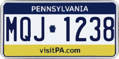 PA license plate MQJ1238