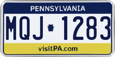 PA license plate MQJ1283