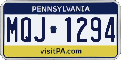 PA license plate MQJ1294