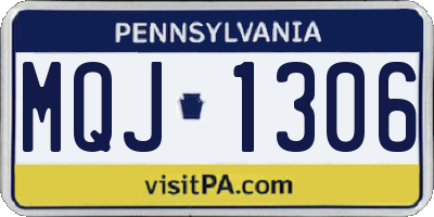 PA license plate MQJ1306