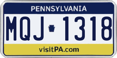 PA license plate MQJ1318
