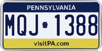 PA license plate MQJ1388