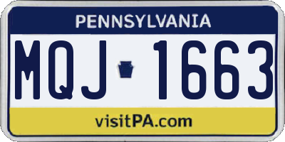 PA license plate MQJ1663