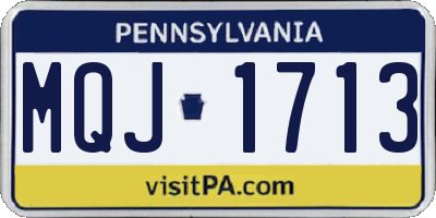 PA license plate MQJ1713