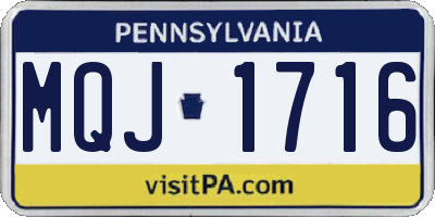 PA license plate MQJ1716