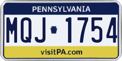 PA license plate MQJ1754