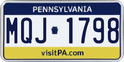 PA license plate MQJ1798