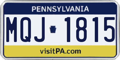 PA license plate MQJ1815