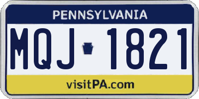 PA license plate MQJ1821