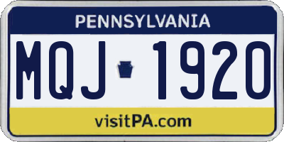 PA license plate MQJ1920