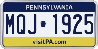PA license plate MQJ1925