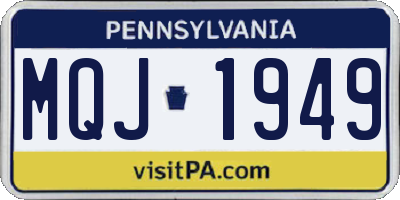 PA license plate MQJ1949