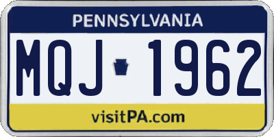 PA license plate MQJ1962